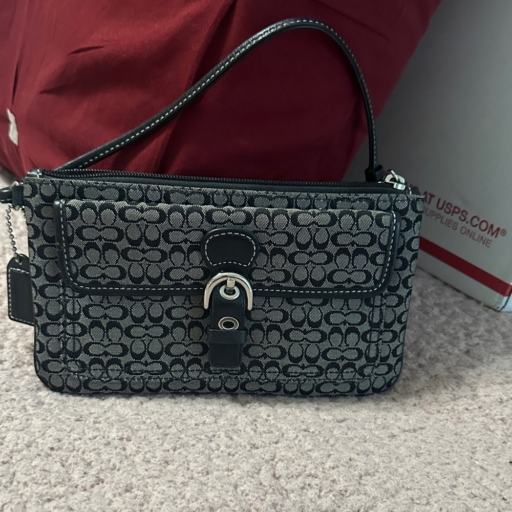 Coach Black and Gray Signature Clutch